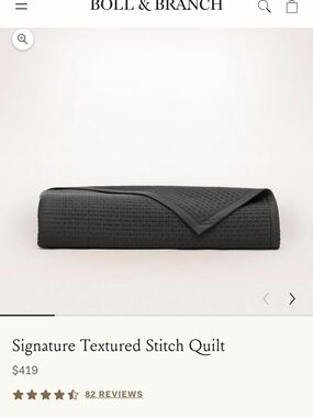 Boll & Branch Signature Textured Stitch Quilt. Color "Night" . Never Used. Queen